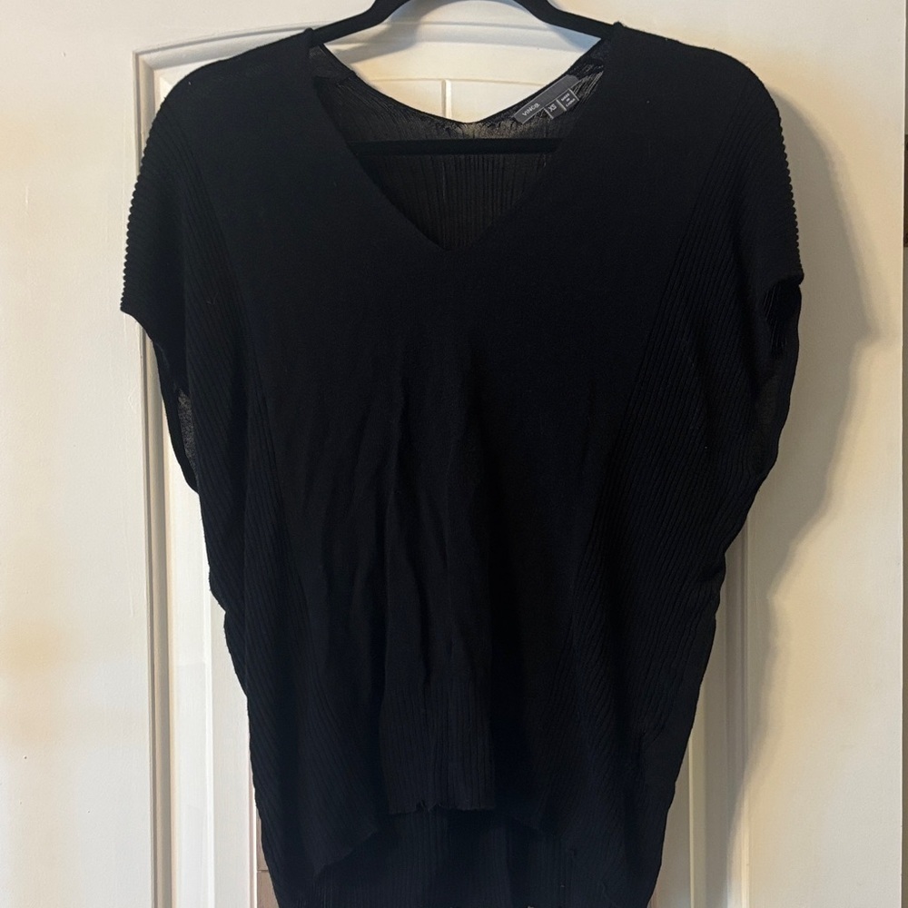 Vince Classic Black V-Neck Blouse